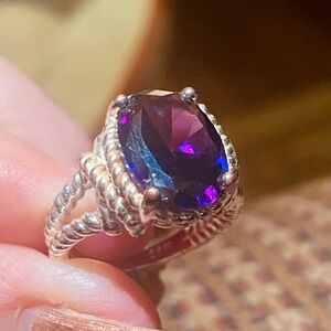 Purple Gemstone Ring set in a braided silver band. Size 7